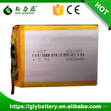 Bateria de polímero de Li Recarregável Li de alta segurança 3.7 v 406080 3200 mah li-ion baterias preço de fábrica
